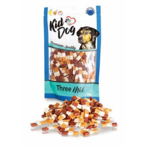 A04539 KIDDOG Kostka z kurczaka, kaczki i dorsza "Three Mix" 80g