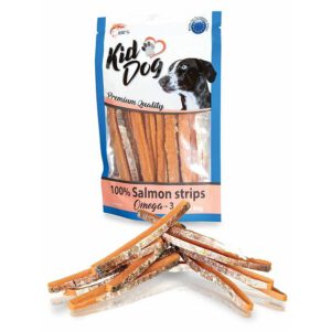 A04706 KIDDOG Paski z łososia w skórze 80g