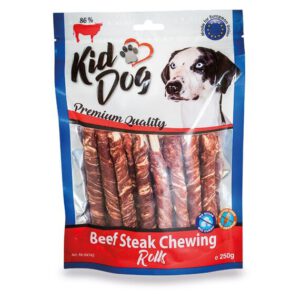 A04742 KIDDOG Mięso z wołowiny na paluchu bawolim 8mm/12cm 250g