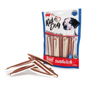 A04735 KIDDOG Paski z wołowina - kanapka z dodatkiem dorsza 250g