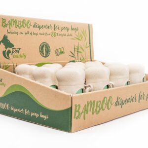 A17370 PETBUDDY Display 12szt. pojemników bambusowych z woreczkami 1 rolka / 15 szt