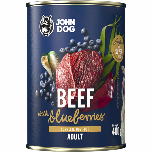 JOHNDOG BerryLine Adult Wołowina z borówkami 400g