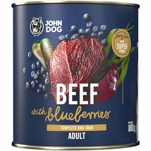 JOHNDOG BerryLine Adult Wołowina z borówkami 800g