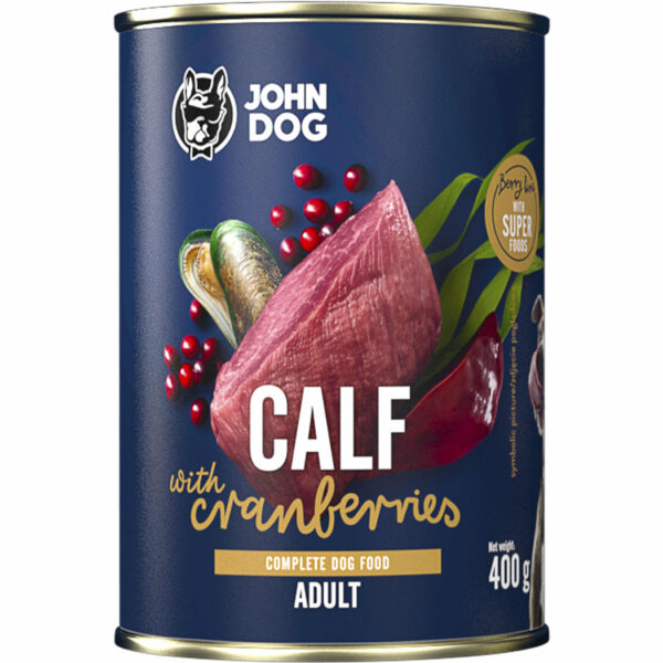 JOHNDOG BerryLine Adult Cielęcina z żurawiną 400g