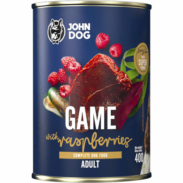 JOHNDOG BerryLine Adult Dzik z malinami 400g