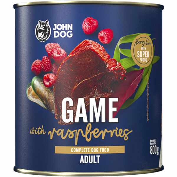 JOHNDOG BerryLine Adult Dzik z malinami 800g