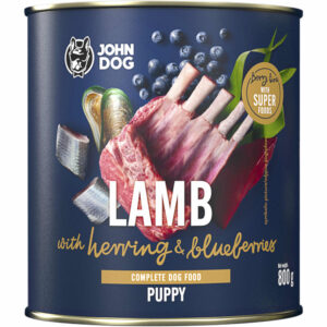 JOHNDOG BerryLine Szczeniak Jagnięcina z jeżynami i śledziem 800g
