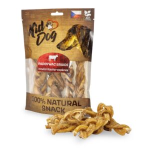 A77840 KIDDOG 100% Naturalna przekąska warkocz ze ścięgien wołowych 12 cm / 200 g