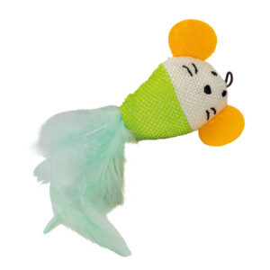 A40405 KOT Myszka uszata tkana z piór 7 cm