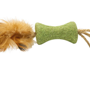 A41472 KOT Kocimiętka KOŁOWROTEK 6 cm z piórkami i sznurkami (25cm)