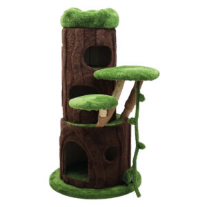 A25015 PETBUDDY Drapak VOLTERRA 70 x 70 x 128 cm, grusza/plusz, brązowo-zielony/naturalny