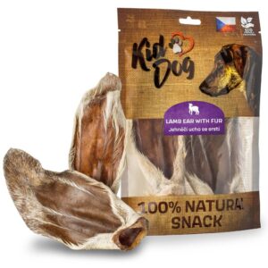 A77908 KIDDOG 100% Naturalny przysmak, ucho jagnięce z futerkiem 12 - 16 cm / 2 szt.
